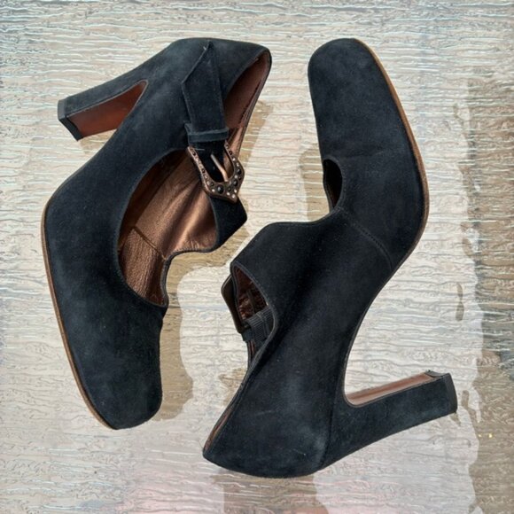 Donald J. Pliner Couture Women's Black Suede Leather Mary Jane Pumps Shoes - Picture 5 of 15